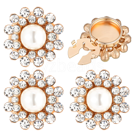4Pcs Zinc Alloy & Rhinestone Cufflinks BUTT-PH0001-84B-1