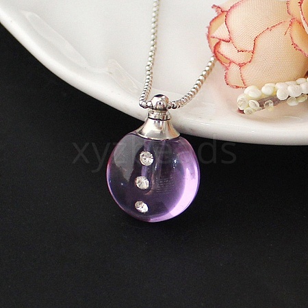 Medium Purple Glass Perfume Bottle Pendant Necklaces PW-WGF3857-18-1