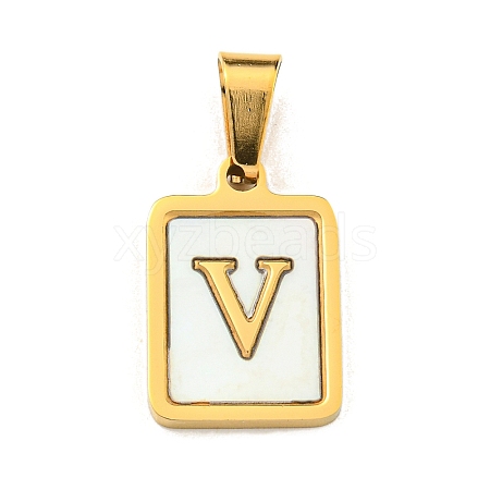 PVD Vacuum Plating 304 Stainless Steel Pave Natural White Shell Pendants STAS-S130-03G-V-1