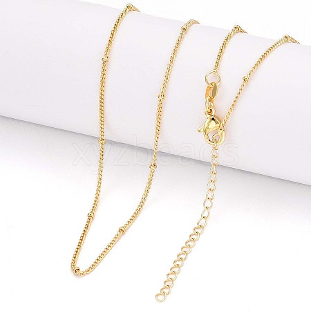 Round Brass Curb Chain Necklaces for Women NJEW-G084-18G-1