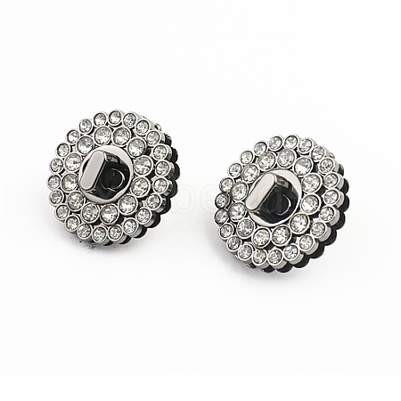 Round Alloy Rhinestone Bag Twist Lock PURS-PW0010-22B-1