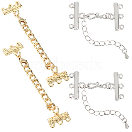 SUNNYCLUE 4 Sets 2 Style Brass Chain Extender with Lobster Claw Clasps KK-SC0001-97-1