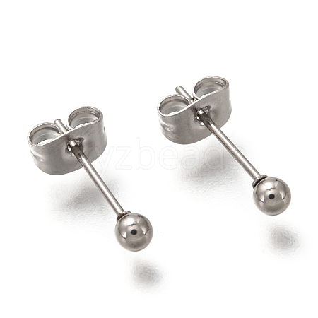 Tarnish Resistant 304 Stainless Steel Ball Stud Earrings EJEW-L254-01I-P-1