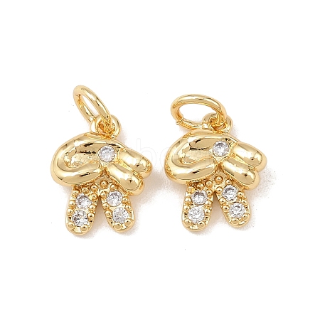 Brass Micro Pave Clear Cubic Zirconia Pendants KK-P339-19G-1