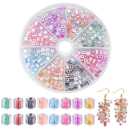 8 Sets 8 Colors Inside Colours Transparent Glass Seed Beads SEED-PH0002-41-1