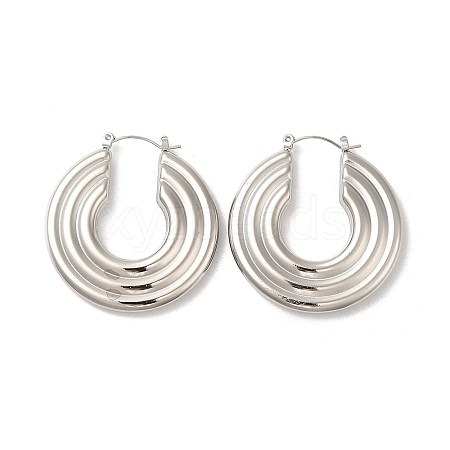 304 Stainless Steel Donut Thick Hoop Earrings EJEW-Z022-05P-1