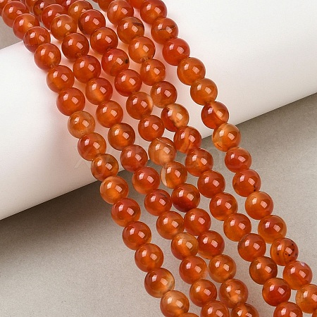 Natural Red Agate Beads Strands G-B171-B03-6mm-1