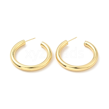 Brass Chunky C-shape Stud Earrings EJEW-G297-03A-G-1