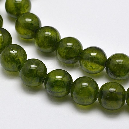 Natural Green Jade Dyed Round Beads Strands JBS053-10MM-41-1