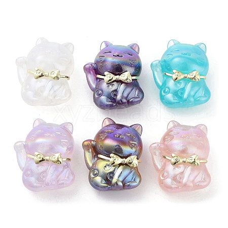 Iridescent Plating Acrylic Beads MACR-C029-07-1