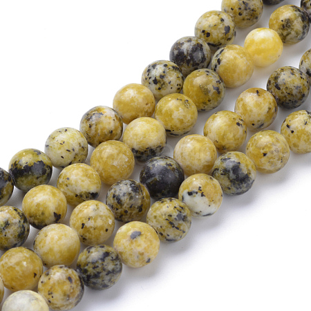 Natural Yellow Turquoise(Jasper) Beads Strands X-G-R345-6mm-44-1