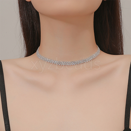 Elegant Rhinestone Cup Chains Collar Necklace for Women ZR7488-3-1