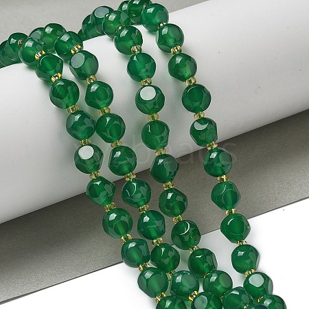 Natural Green Onyx Agate(Dyed & Heated) Beads Strands G-K387-A05-02-1