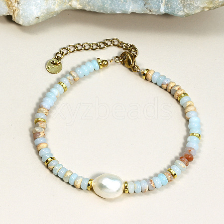 Natural Shoushan Stone Beaded Bracelets for Women WG98AF4-03-1