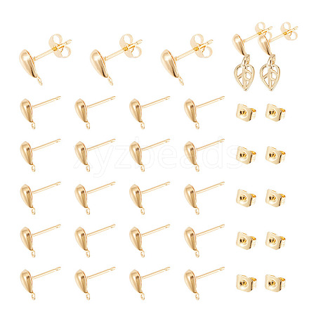 GOMAKERER 100Pcs Brass Teardrop Stud Earring Findings DIY-GO0001-15-1