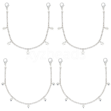 Gorgecraft 4Pcs 2 Style Alloy Rhinestone Shoe Chains DIY-GF0007-31-1