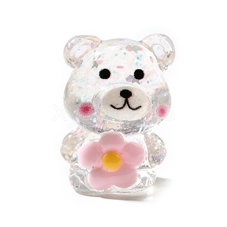 Transparent Resin Little Bear Ornament RESI-S015-01F-1