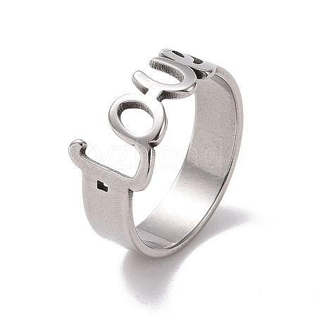 201 Stainless Steel Word Love Finger Ring RJEW-J051-44P-1