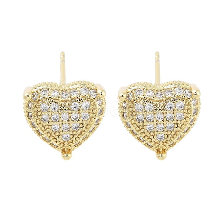 Brass Micro Pave Clear Cubic Zirconia Studs Earring for Women EJEW-S217-A05-1