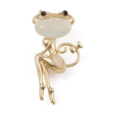 Alloy with Cat Eye Brooch JEWB-Q030-46G-1