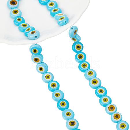  1 Strand Handmade Evil Eye Lampwork Beads Strands LAMP-NB0001-86B-1