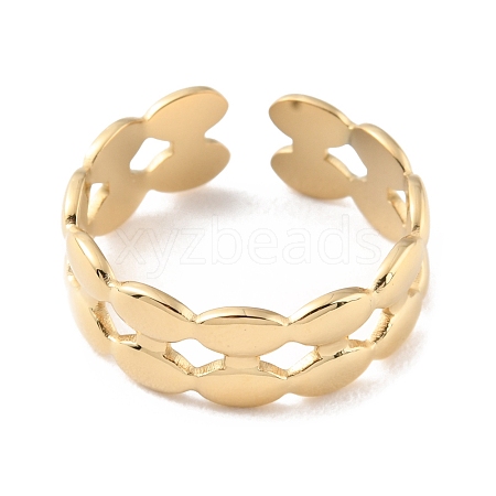 304 Stainless Steel Oval Open Cuff Rings RJEW-D002-45G-1