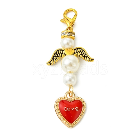 Angel ABS Plastic Imitation Pearl Pendant Decorations HJEW-JM02859-01-1