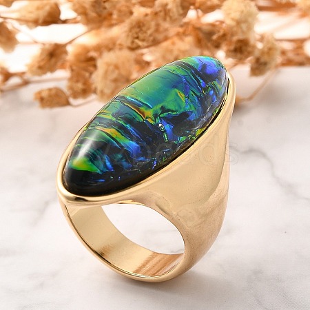 Resin Horse Eye Finger Rings RJEW-R006-01G-02-1