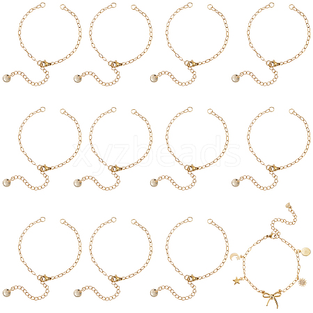 12Pcs Half Finished 304 Stainless Steel Paperclip Chains Connector Bracelet Makings MAK-SC0001-35-1