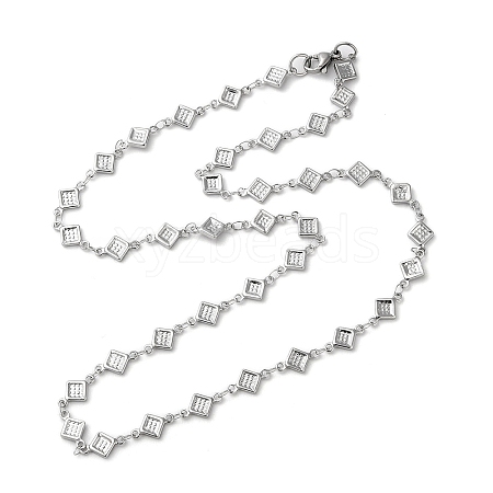 Non-Tarnish 304 Stainless Steel Rhombus Link Chain Necklaces NJEW-H019-03P-1