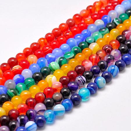 Natural Striped Agate/Banded Agate Bead Strands G-G962-14mm-M-1