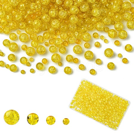 400Pcs 4 Styles Spray Painted Crackle Glass Beads CCG-YW0001-20B-1