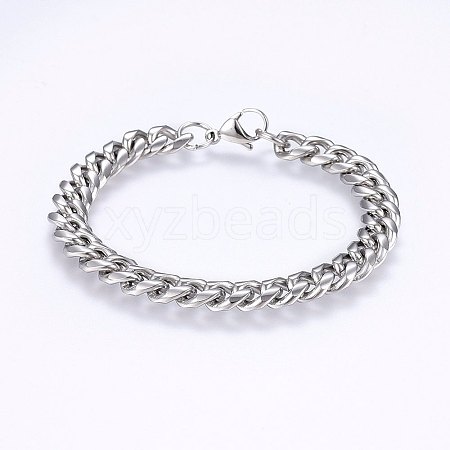 Tarnish Resistant 201 Stainless Steel Curb Chain Bracelets BJEW-E343-01A-1