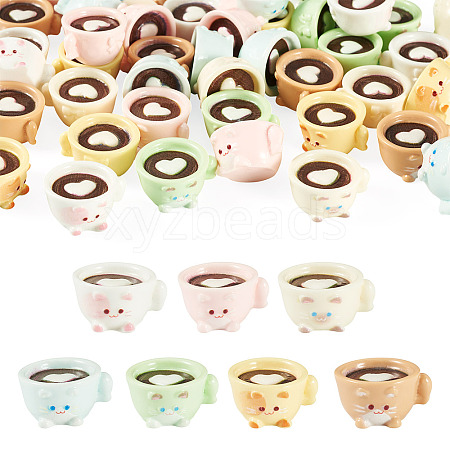 42Pcs 7 Colors Coffee Cup Resin Mini Model DJEW-TA0001-40-1