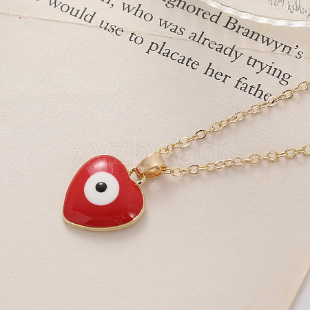 Bohemian Vintage Evil Eye Heart-shaped Alloy Enamel Pendant Lockbone Necklaces for Women SH6817-4-1