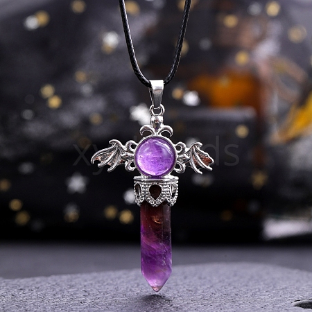 Natural Amethyst Pointed Big Pendants PW-WG94418-03-1