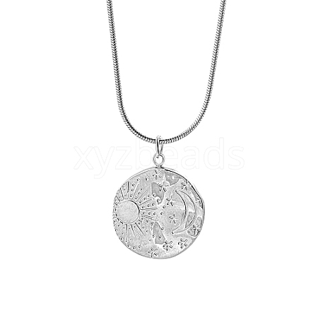 Non-Tarnish Moon & Sun Stainless Steel Pendant Necklaces XK8598-2-1