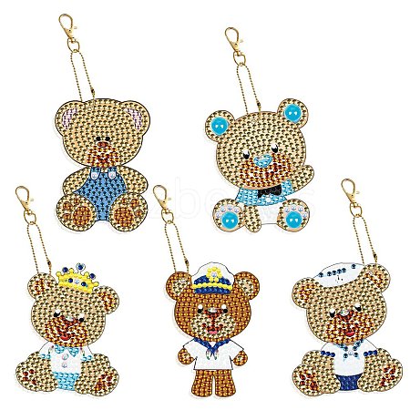 DIY DIY 5Pcs Diamond Painting Keychain Kit ANIM-PW0001-167J-1