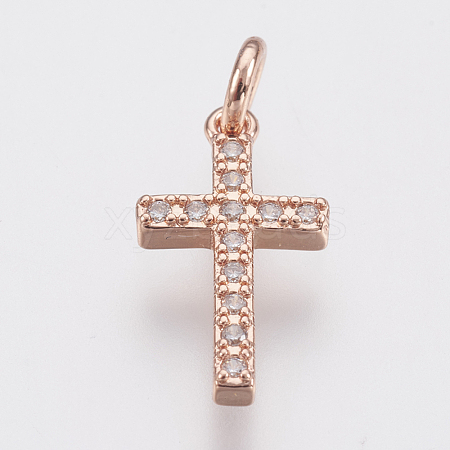 Brass Micro Pave Cubic Zirconia Pendants ZIRC-F083-008RG-RS-1