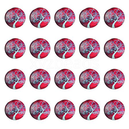 Half Round/Dome Tree Pattern Glass Flatback Cabochons for DIY Projects GGLA-YW0001-14E-1