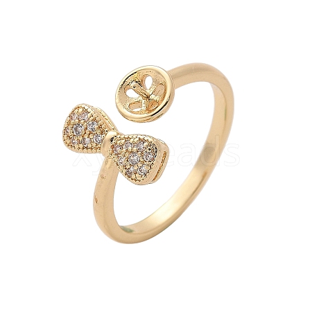 Brass Micro Pave Cubic Zirconia Cuff Ring Setting KK-A244-01B-G-1