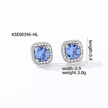 Elegant Zircon Square Stud Earrings for Women TY1635-13-1