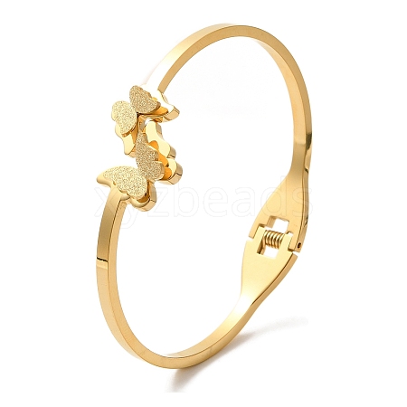 Adjustable Butterfly Vacuum Plating 304 Stainless Steel Bangles for Women BJEW-F474-18G-1