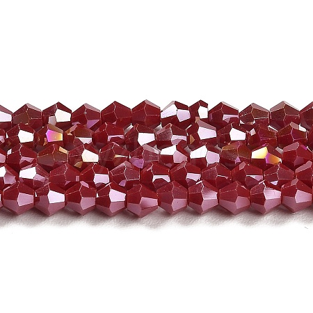 Opaque Solid Color Electroplate Glass Beads Strands GLAA-F029-P4mm-A01-1