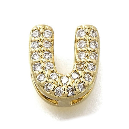 Brass Micro Pave Cubic Zirconia Letter Multi-Strand Links KK-D295-32G-21-1