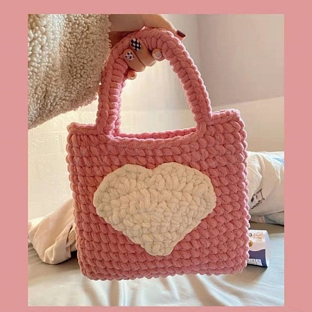 DIY Heart Pattern Handbag Knitting Beginner Kits PW-WG72433-05-1