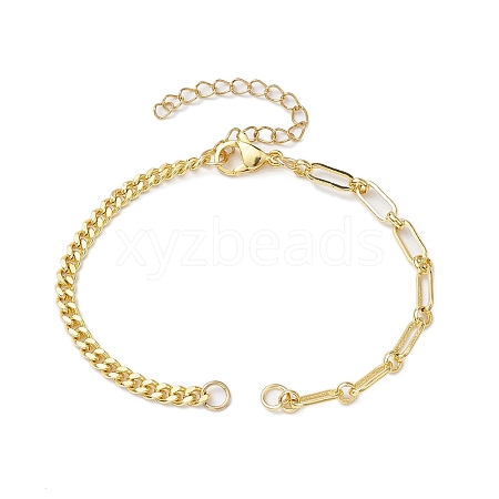 Brass Curb Chains & Paperclip Chains Bracelet Makings AJEW-JB01227-1