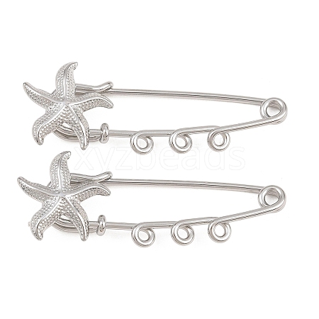 Starfish 304 Stainless Steel Safety Pins Brooch Findings SA-CBA098D-16H-P03-1