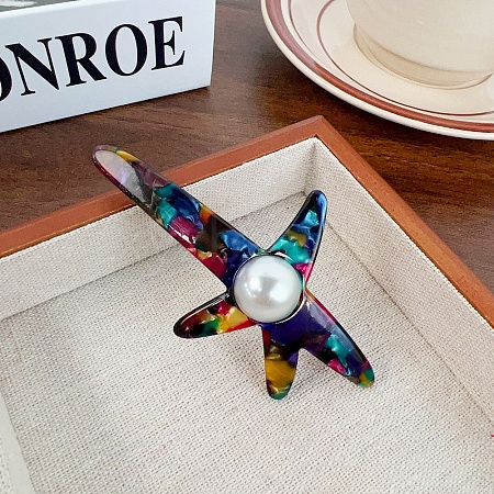 Starfish Cellulose Acetate(Resin) Alligator Hair Clips PW-WG92709-01-1