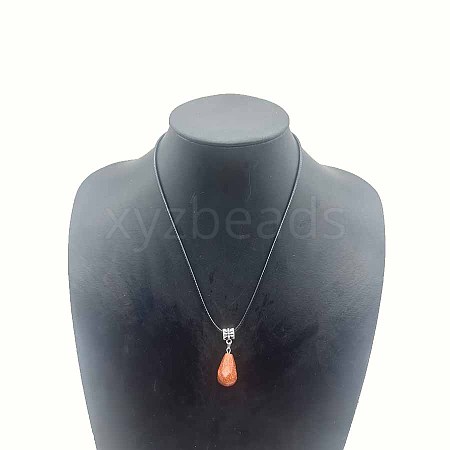 Faceted Synthetic Goldstone Teardrop Pendant Necklaces for Women HH3388-4-1